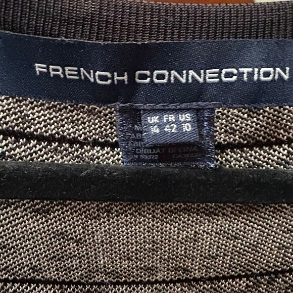 y2K French Connection Jacquard Textured Bodycon Sheath Dress Black/Birch size 10 - Picture 7 of 8